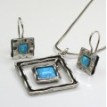 set colier si cercei. argint & opal australian. atelier Magnolia. bijuterii de designer